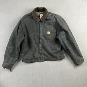 Vintage Carhartt Jacket Mens Large Black Detroit Blanket Lined Canvas Distressed